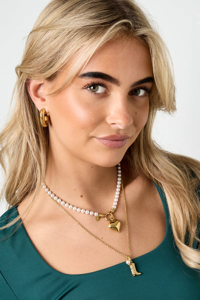 gold-tone stainless steel boot pendant necklace