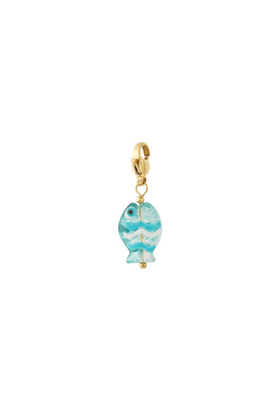 blue color fish charm pendant stainless steel