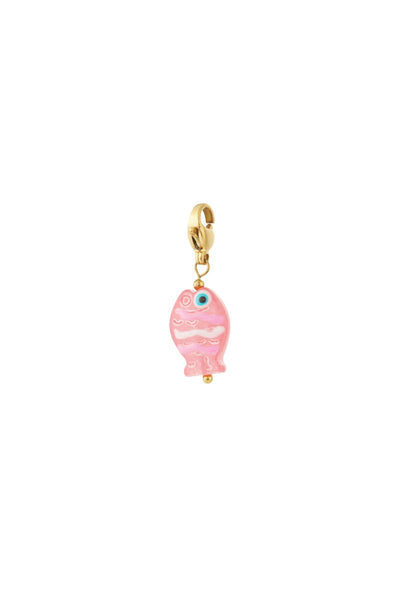 pink color fish charm pendant stainless steel