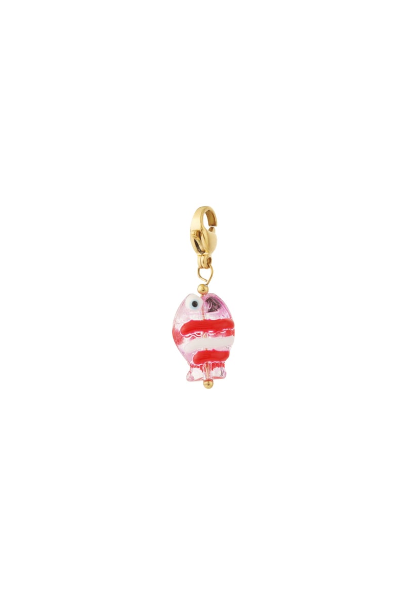 red color fish charm pendant stainless steel