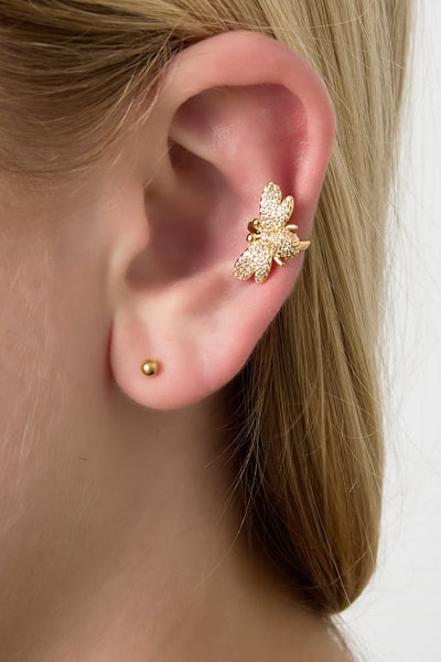 gold copper bee ear cuffs with zircon accents