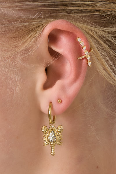 gold-color copper geometric ear cuffs with zircon