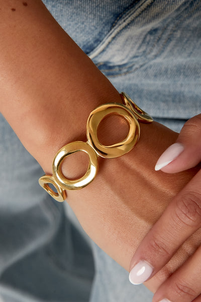 cuff hoop bracelet worn on wrist