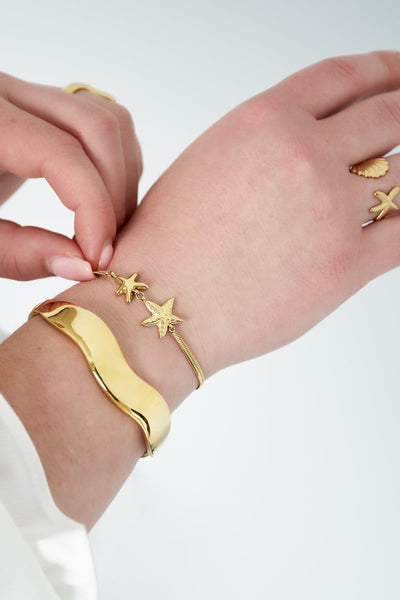 close-up of double star bracelet detail