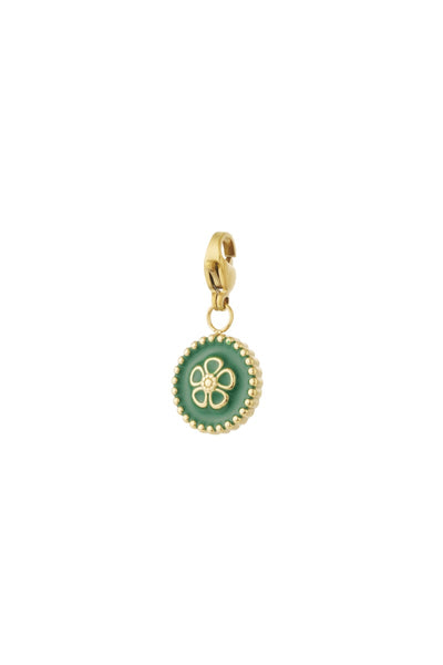 green stainless steel flower charm