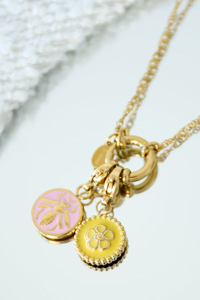 flower charms on necklace