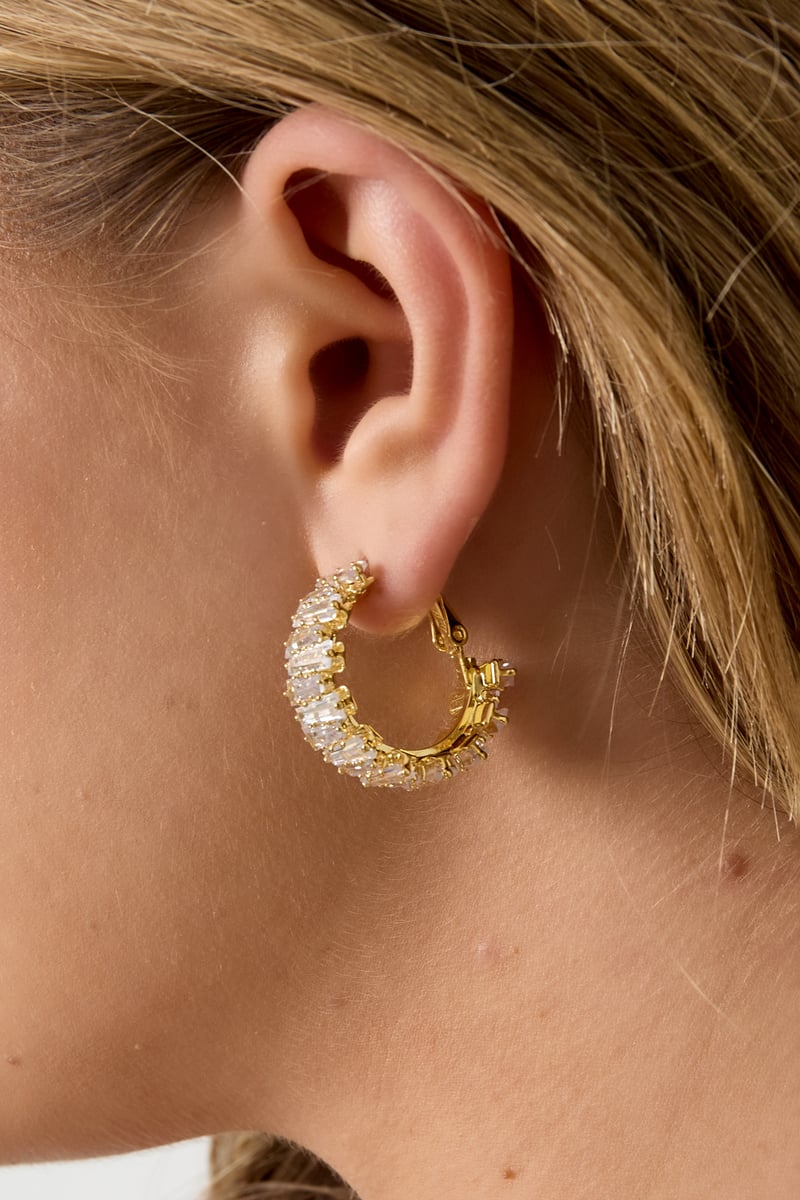 close-up of copper hoop with zircon detail