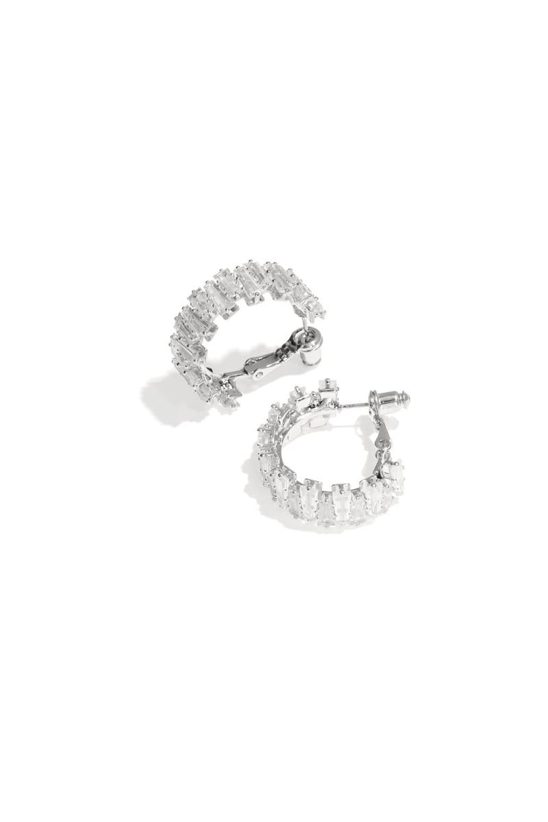 silver geometric copper hoop earrings