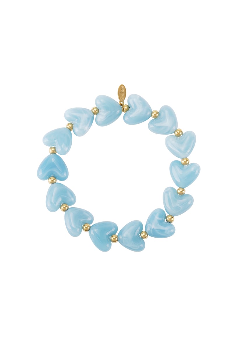 baby blue stainless steel heart bracelet