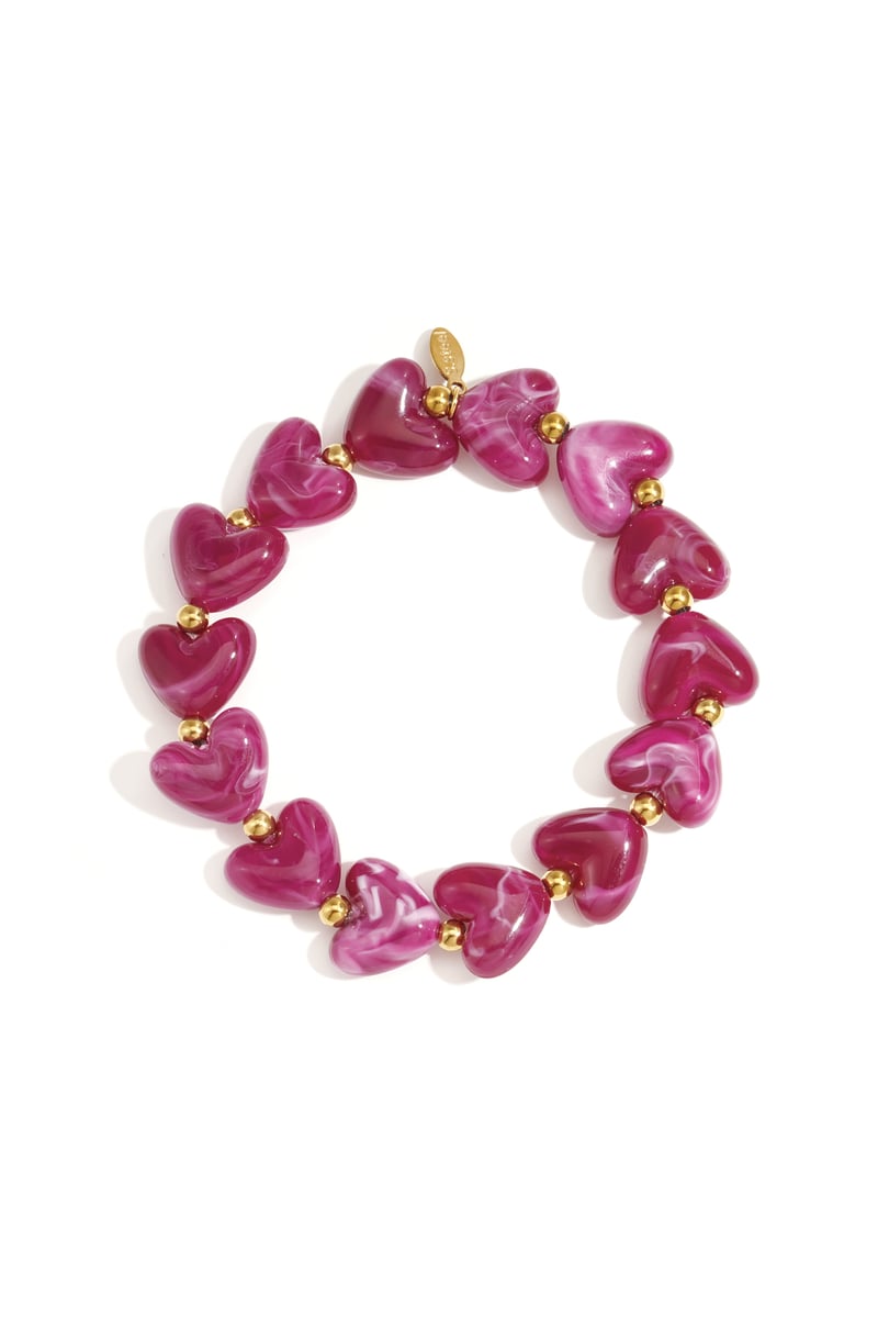 crimson stainless steel heart bracelet