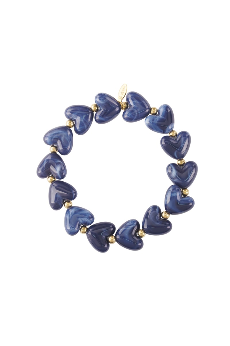 Heart bracelet dark blue stainless steel