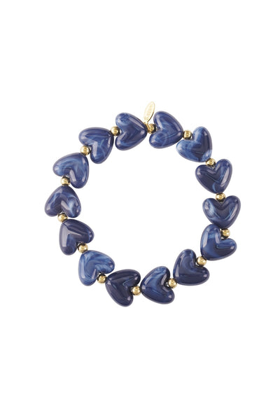 Heart bracelet dark blue stainless steel