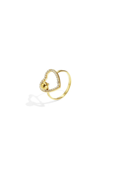 gold stainless steel heart statement ring
