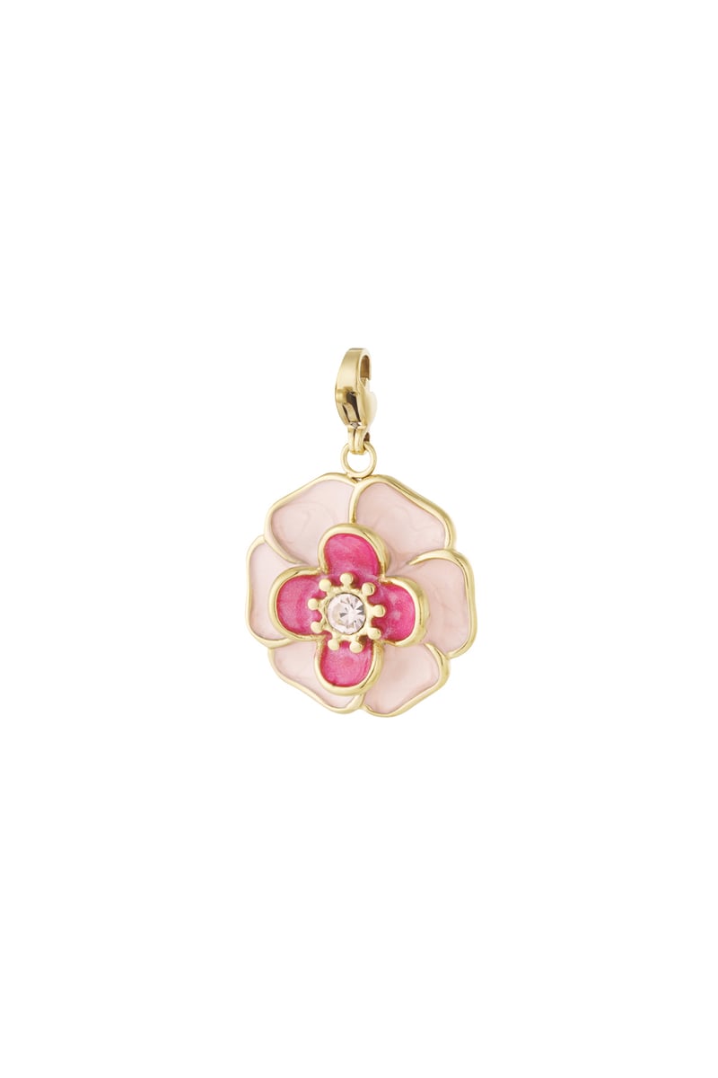 close-up of pink flower charm detail