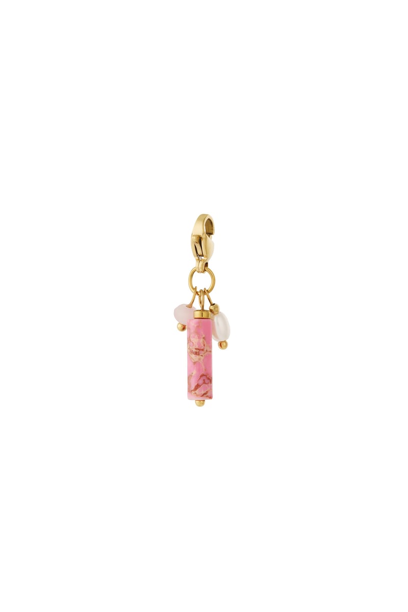 close-up of pink miracle charm detail