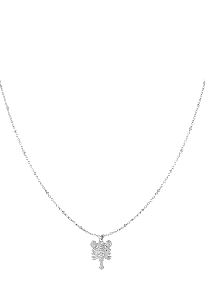 silver Scorpio Spark Necklace with rhinestone accents