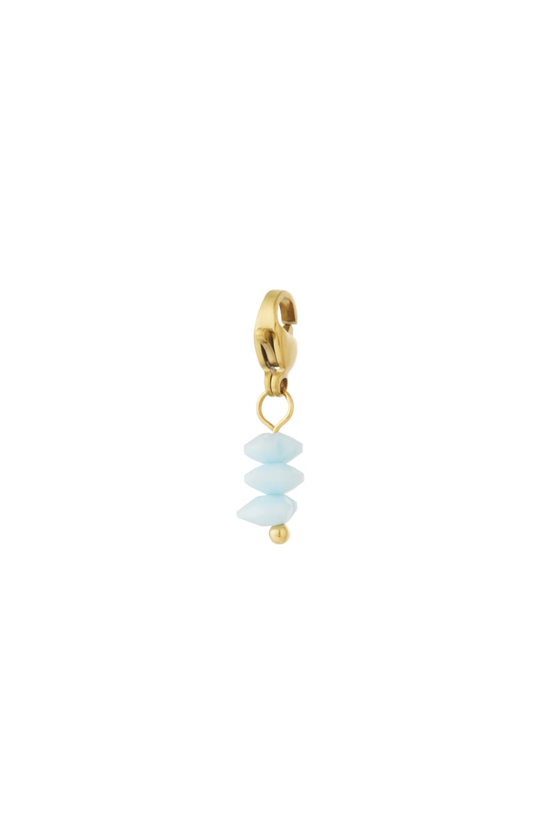 baby blue triple stone charm stainless steel